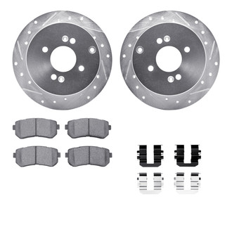 R1 Concepts® - Drilled and Slotted Rear Brake Kit with Semi-Metalic Pads