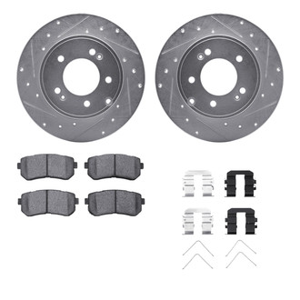 R1 Concepts® - Drilled and Slotted Rear Brake Kit with Semi-Metalic Pads
