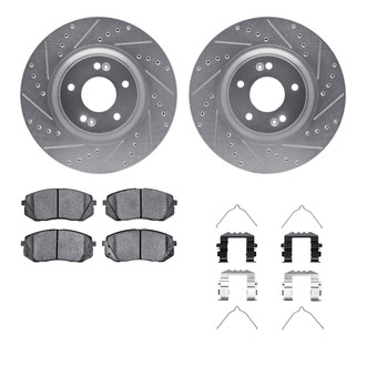 R1 Concepts® - Drilled and Slotted Front Brake Kit with Semi-Metalic Pads