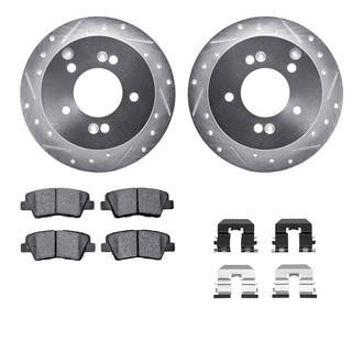 R1 Concepts® - Drilled and Slotted Rear Brake Kit with Semi-Metalic Pads
