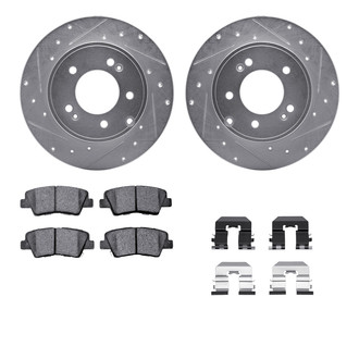 R1 Concepts® - Drilled and Slotted Rear Brake Kit with Semi-Metalic Pads