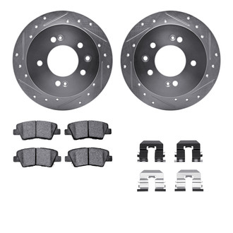 R1 Concepts® - Drilled and Slotted Rear Brake Kit with Semi-Metalic Pads
