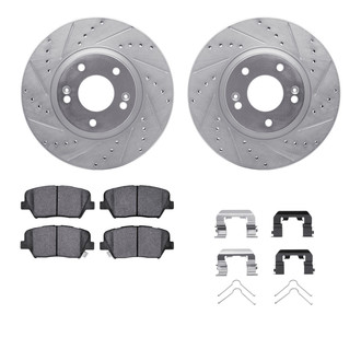 R1 Concepts® - Drilled and Slotted Front Brake Kit with Semi-Metalic Pads