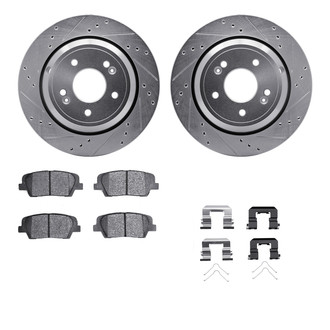 R1 Concepts® - Drilled and Slotted Rear Brake Kit with Semi-Metalic Pads