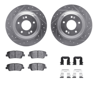 R1 Concepts® - Drilled and Slotted Rear Brake Kit with Semi-Metalic Pads