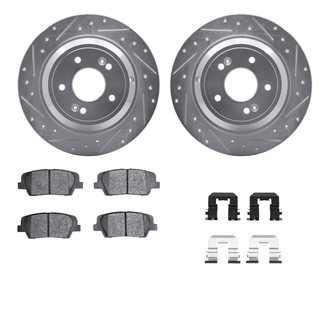 R1 Concepts® - Drilled and Slotted Rear Brake Kit with Semi-Metalic Pads