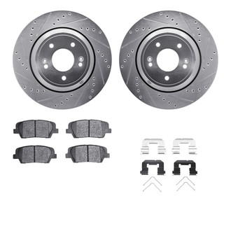 R1 Concepts® - Drilled and Slotted Rear Brake Kit with Semi-Metalic Pads