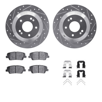 R1 Concepts® - Drilled and Slotted Rear Brake Kit with Semi-Metalic Pads