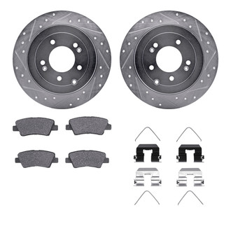 R1 Concepts® - Drilled and Slotted Rear Brake Kit with Semi-Metalic Pads