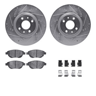 R1 Concepts® - Drilled and Slotted Front Brake Kit with Semi-Metalic Pads