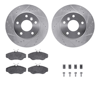 R1 Concepts® - Drilled and Slotted Front Brake Kit with Semi-Metalic Pads
