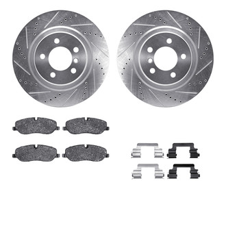 R1 Concepts® - Drilled and Slotted Front Brake Kit with Semi-Metalic Pads