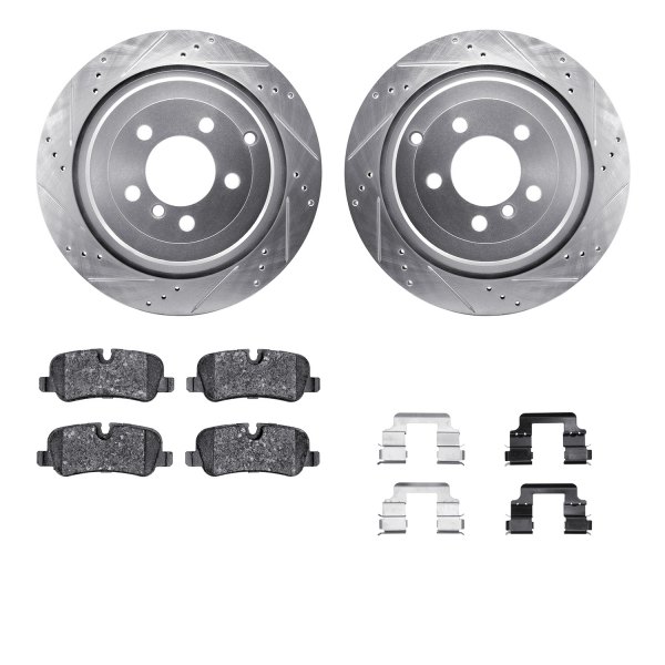  R1 Concepts® - Drilled and Slotted Rear Brake Kit with Semi-Metalic Pads