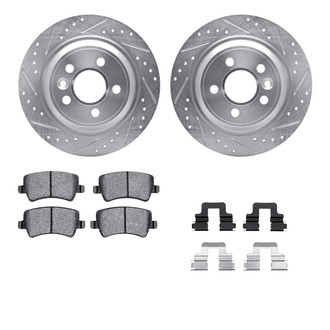 R1 Concepts® - Drilled and Slotted Rear Brake Kit with Semi-Metalic Pads