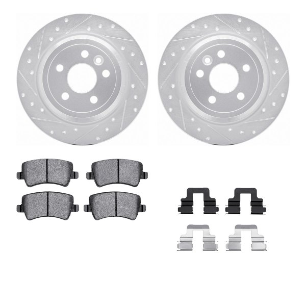  R1 Concepts® - Drilled and Slotted Rear Brake Kit with Semi-Metalic Pads