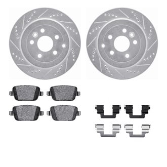 R1 Concepts® - Drilled and Slotted Rear Brake Kit with Semi-Metalic Pads