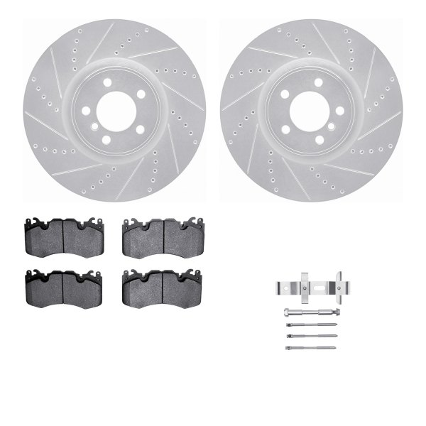  R1 Concepts® - Drilled and Slotted Front Brake Kit with Semi-Metalic Pads