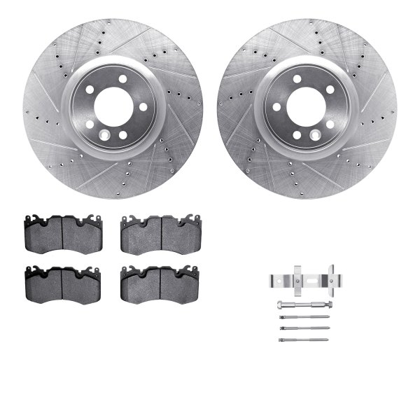  R1 Concepts® - Drilled and Slotted Front Brake Kit with Semi-Metalic Pads