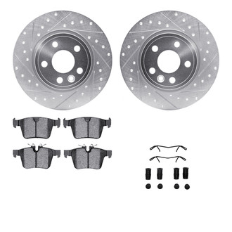 R1 Concepts® - Drilled and Slotted Rear Brake Kit with Semi-Metalic Pads