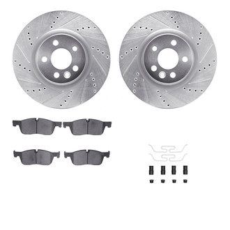 R1 Concepts® - Drilled and Slotted Front Brake Kit with Semi-Metalic Pads