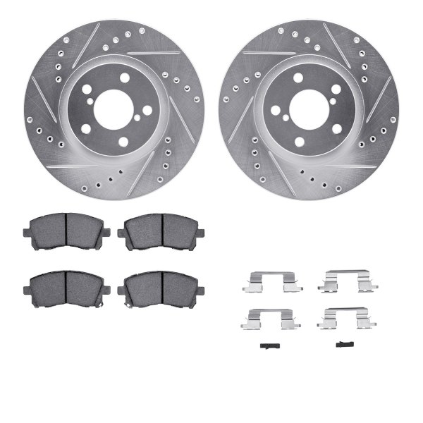  R1 Concepts® - Drilled and Slotted Front Brake Kit with Semi-Metalic Pads