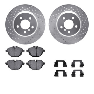 R1 Concepts® - Drilled and Slotted Front Brake Kit with Semi-Metalic Pads