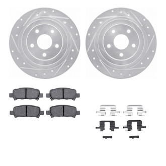 R1 Concepts® - Drilled and Slotted Rear Brake Kit with Semi-Metalic Pads