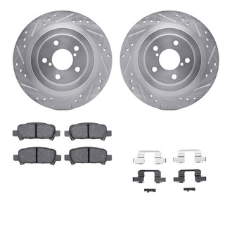 R1 Concepts® - Drilled and Slotted Rear Brake Kit with Semi-Metalic Pads