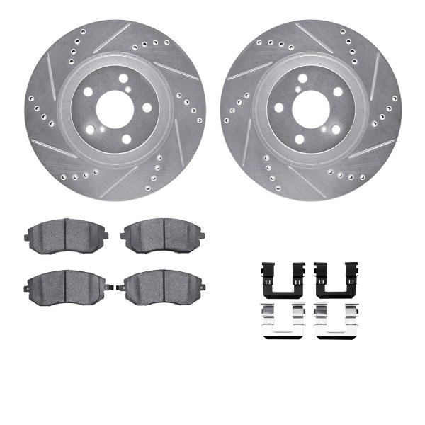  R1 Concepts® - Drilled and Slotted Front Brake Kit with Semi-Metalic Pads