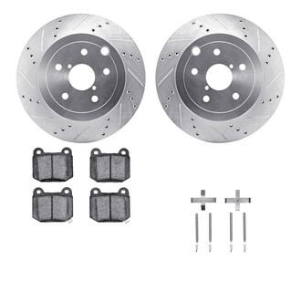 R1 Concepts® - Drilled and Slotted Rear Brake Kit with Semi-Metalic Pads