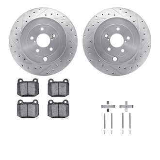 R1 Concepts® - Drilled and Slotted Rear Brake Kit with Semi-Metalic Pads