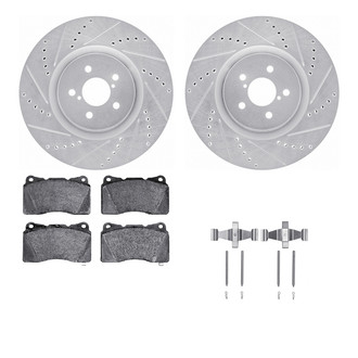 R1 Concepts® - Drilled and Slotted Front Brake Kit with Semi-Metalic Pads