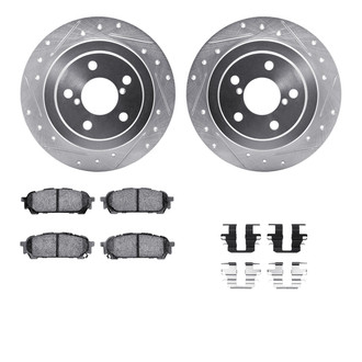 R1 Concepts® - Drilled and Slotted Rear Brake Kit with Semi-Metalic Pads