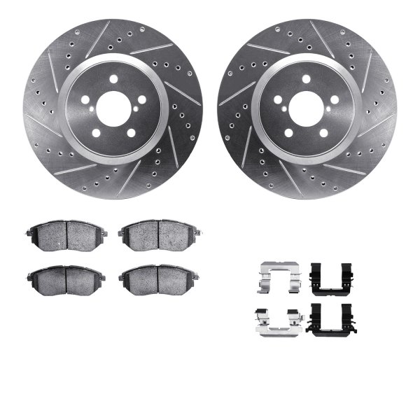  R1 Concepts® - Drilled and Slotted Front Brake Kit with Semi-Metalic Pads