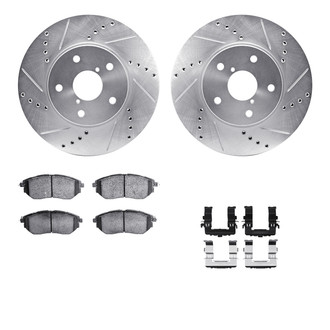 R1 Concepts® - Drilled and Slotted Front Brake Kit with Semi-Metalic Pads