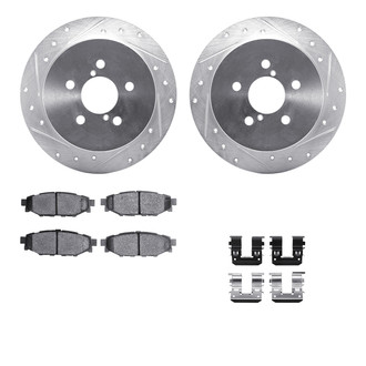 R1 Concepts® - Drilled and Slotted Rear Brake Kit with Semi-Metalic Pads