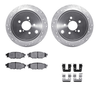 R1 Concepts® - Drilled and Slotted Rear Brake Kit with Semi-Metalic Pads
