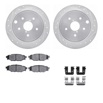 R1 Concepts® - Drilled and Slotted Rear Brake Kit with Semi-Metalic Pads