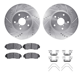 R1 Concepts® - Drilled and Slotted Front Brake Kit with Semi-Metalic Pads