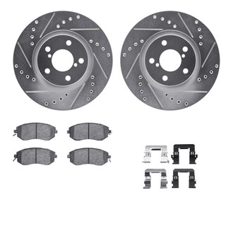 R1 Concepts® - Drilled and Slotted Front Brake Kit with Semi-Metalic Pads
