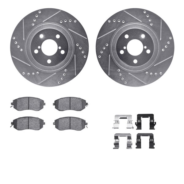  R1 Concepts® - Drilled and Slotted Front Brake Kit with Semi-Metalic Pads