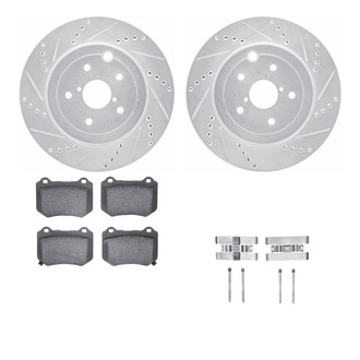 R1 Concepts® - Drilled and Slotted Rear Brake Kit with Semi-Metalic Pads