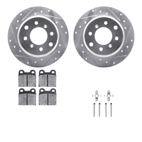  R1 Concepts® - Drilled and Slotted Rear Brake Kit with Semi-Metalic Pads