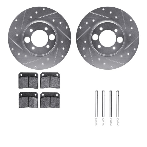  R1 Concepts® - Drilled and Slotted Rear Brake Kit with Semi-Metalic Pads