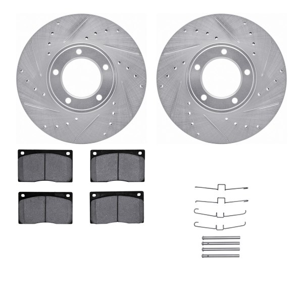  R1 Concepts® - Drilled and Slotted Front Brake Kit with Semi-Metalic Pads