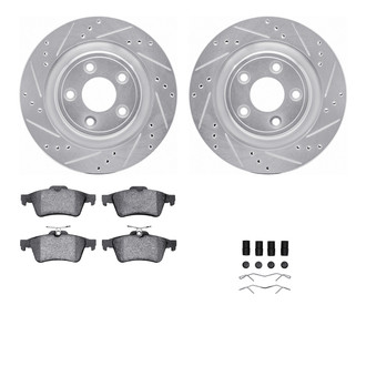 R1 Concepts® - Drilled and Slotted Rear Brake Kit with Semi-Metalic Pads