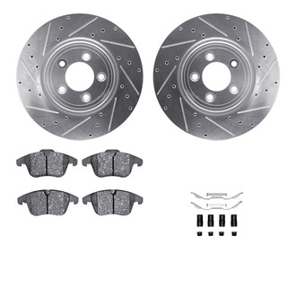 R1 Concepts® - Drilled and Slotted Front Brake Kit with Semi-Metalic Pads
