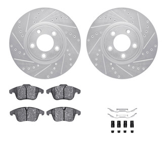 R1 Concepts® - Drilled and Slotted Front Brake Kit with Semi-Metalic Pads