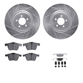 R1 Concepts® - Drilled and Slotted Front Brake Kit with Semi-Metalic Pads