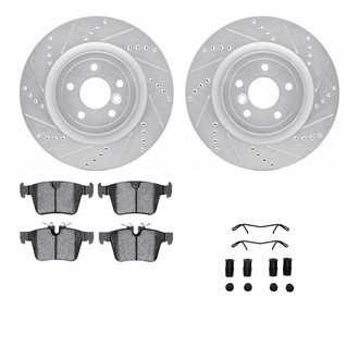 R1 Concepts® - Drilled and Slotted Rear Brake Kit with Semi-Metalic Pads
